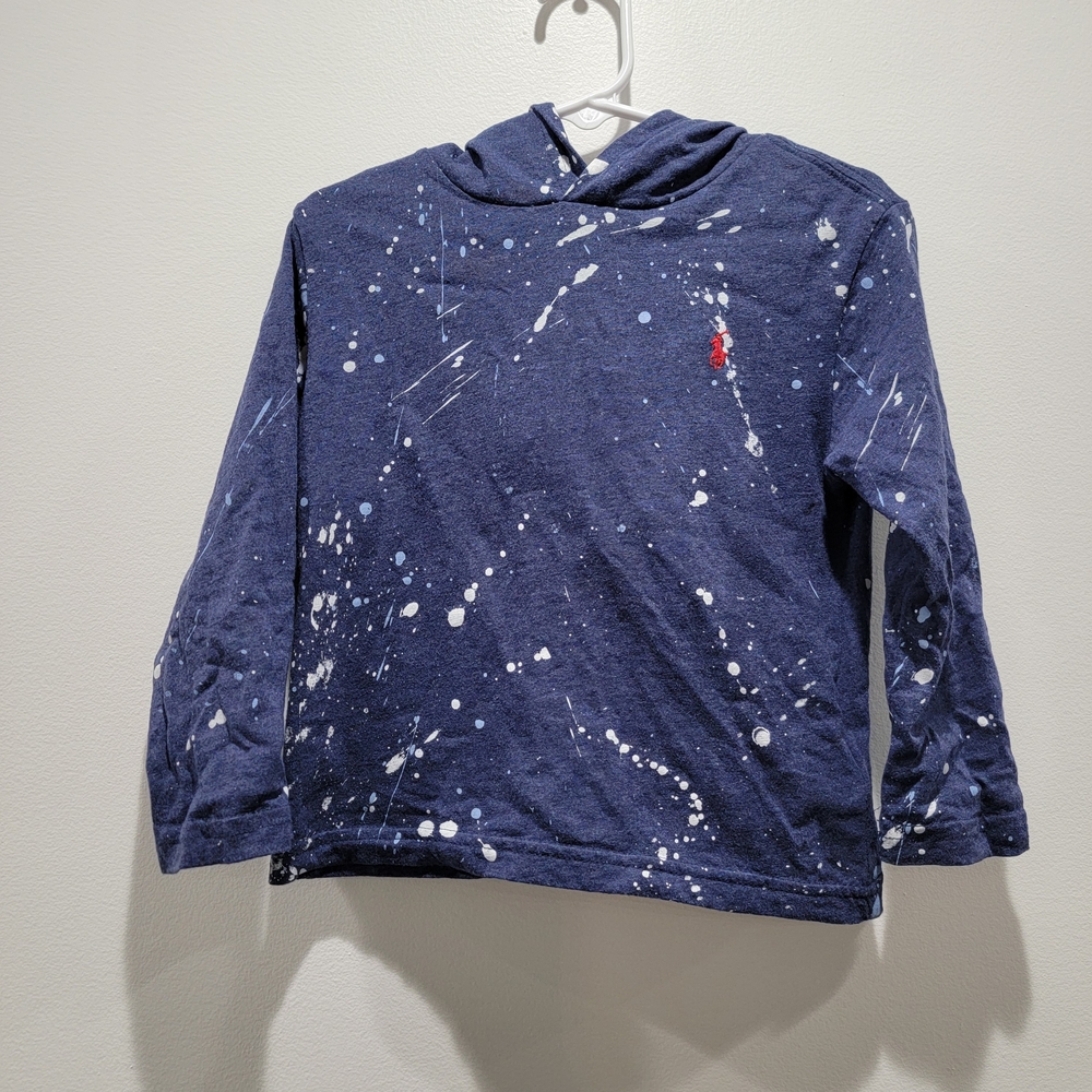 Polo by Ralph Lauren Kids Blue Splatter Shirt Hoodie Size 3T
